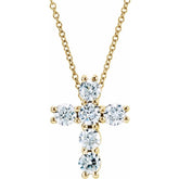 14K Yellow 3/4 CTW Lab-Grown Diamond Cross 18" Necklace